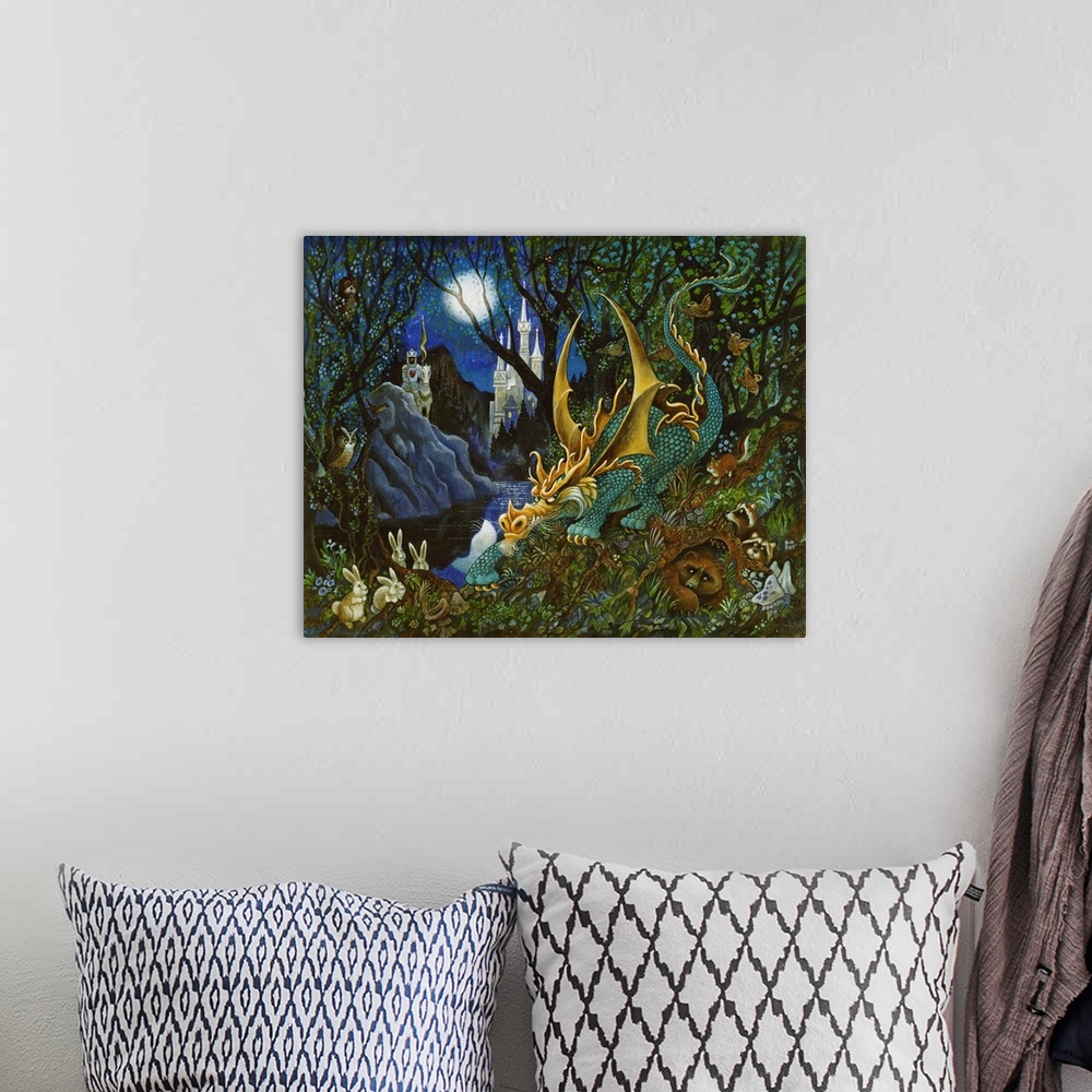 A bohemian room featuring Dragon in forest.
