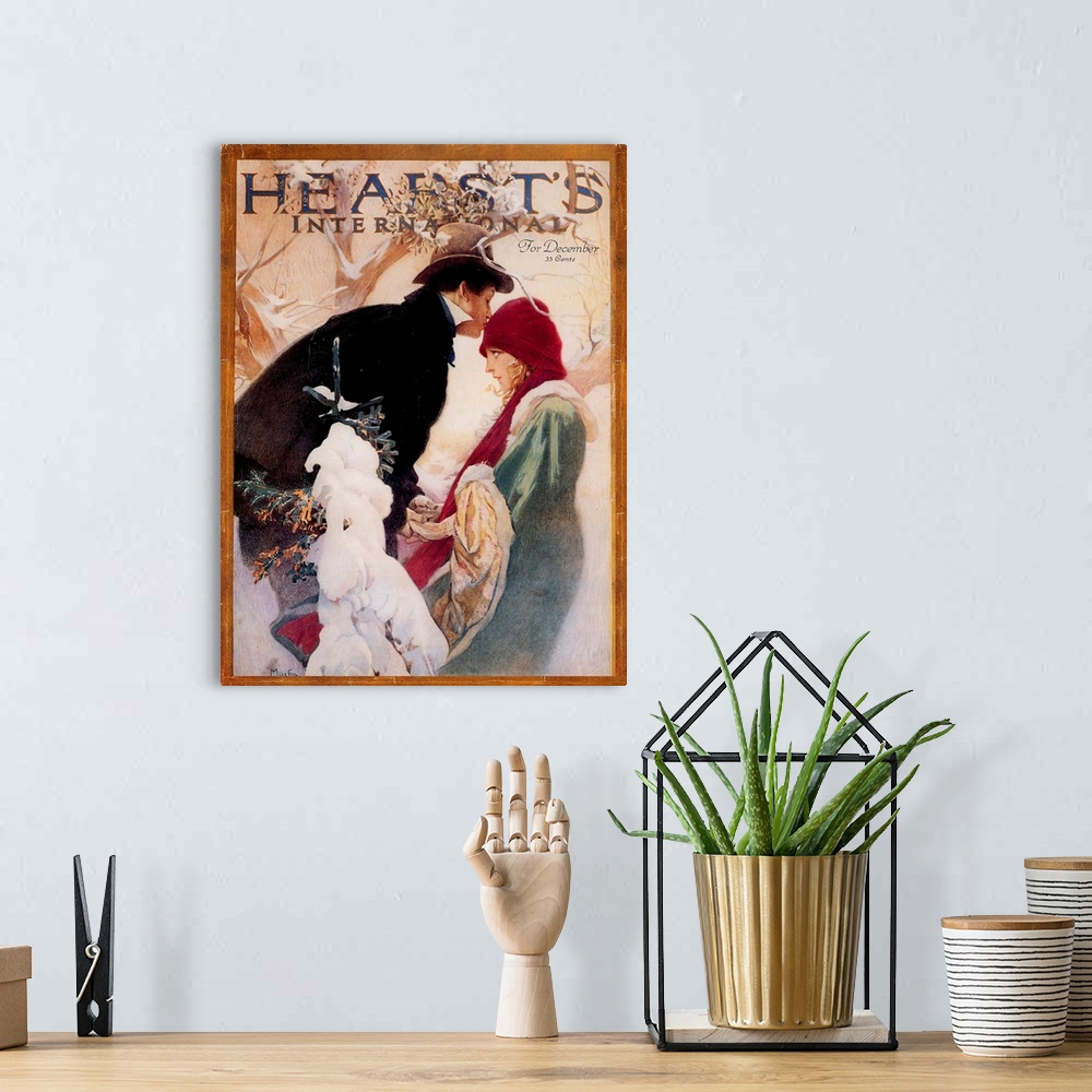 A bohemian room featuring Art Nouveau Illustration of Young Woman and GentlemanVintage Poster Artist