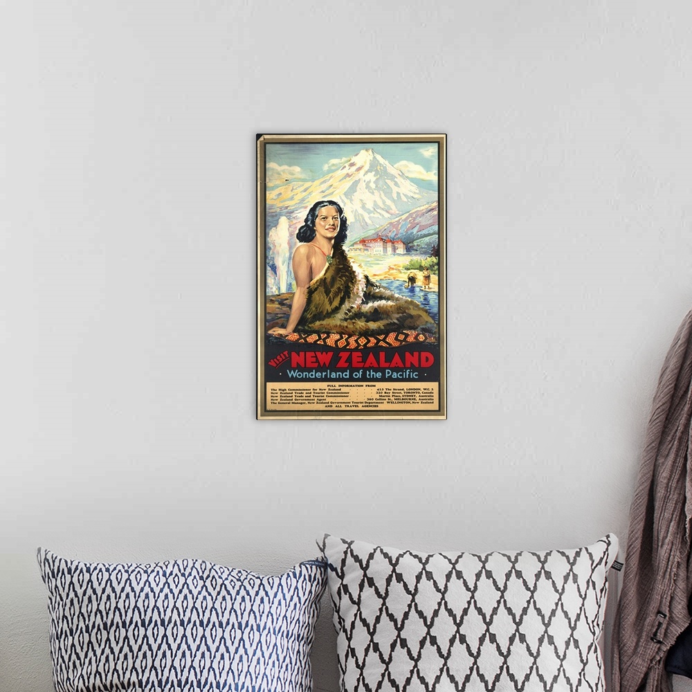 A bohemian room featuring New Zealand, Wonderland Of The Pacific - Vintage Travel Advertisement