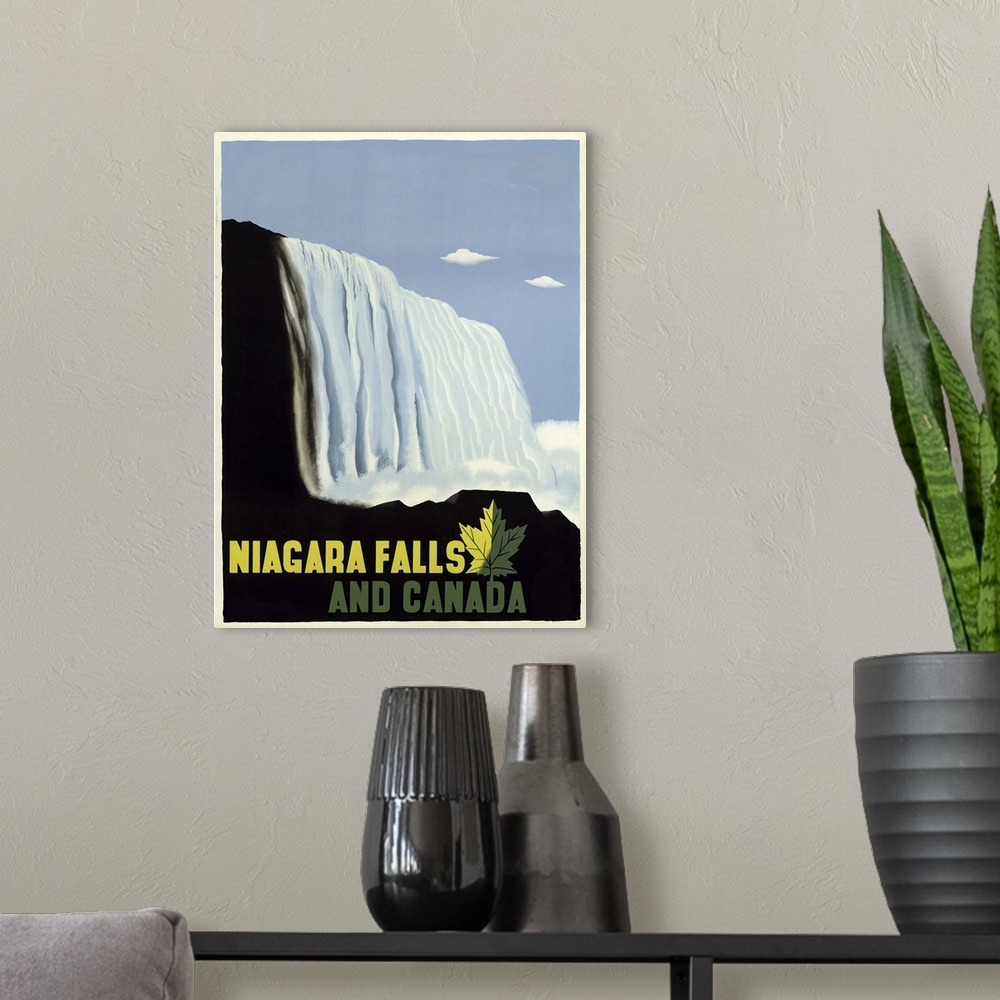 A modern room featuring Niagara Falls and Canada - Vintage Travel Advertisement