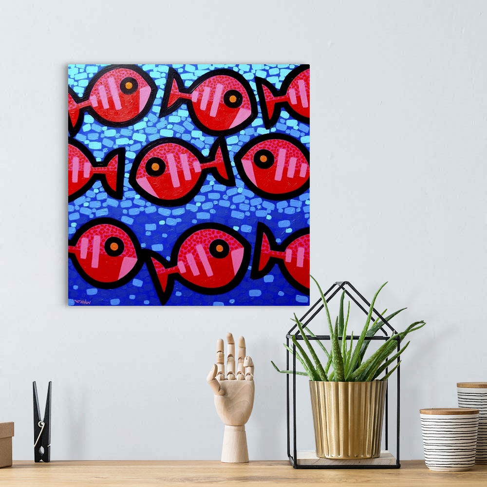 A bohemian room featuring Nine Happy Fish