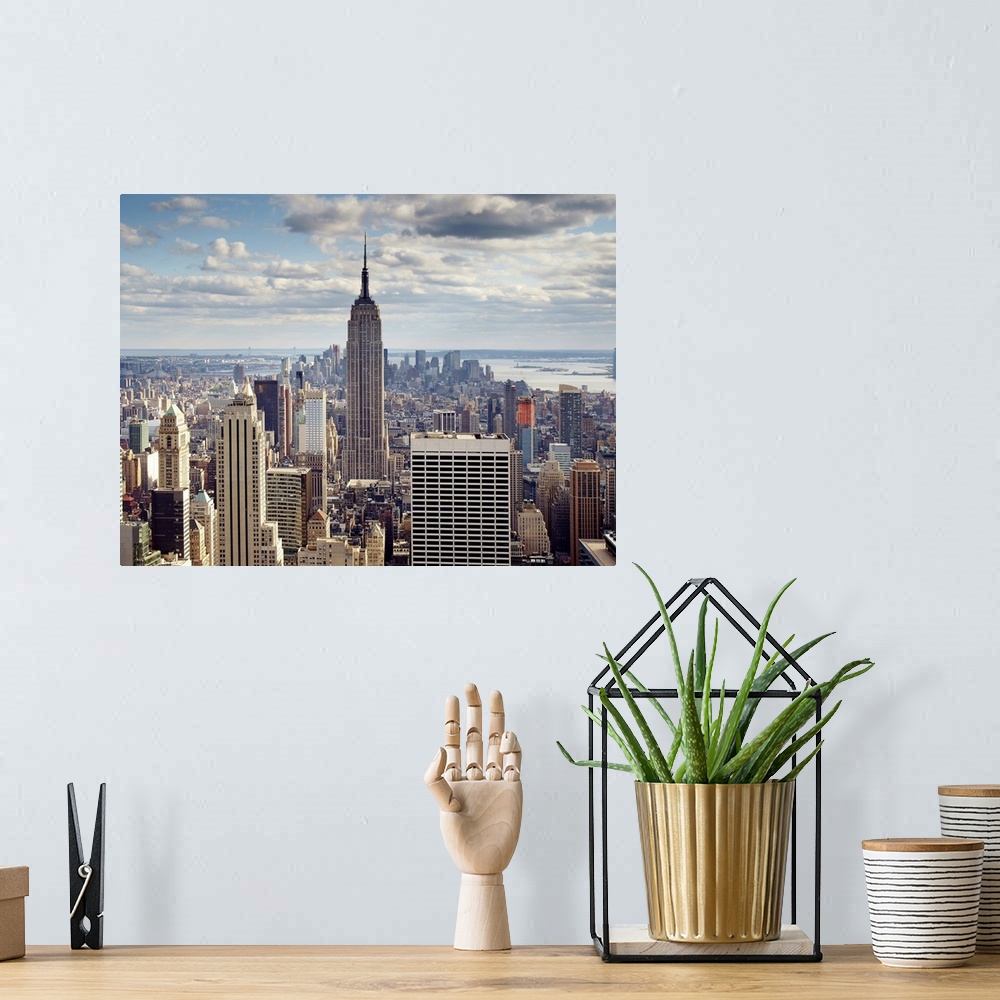 A bohemian room featuring NYC The Empire state building