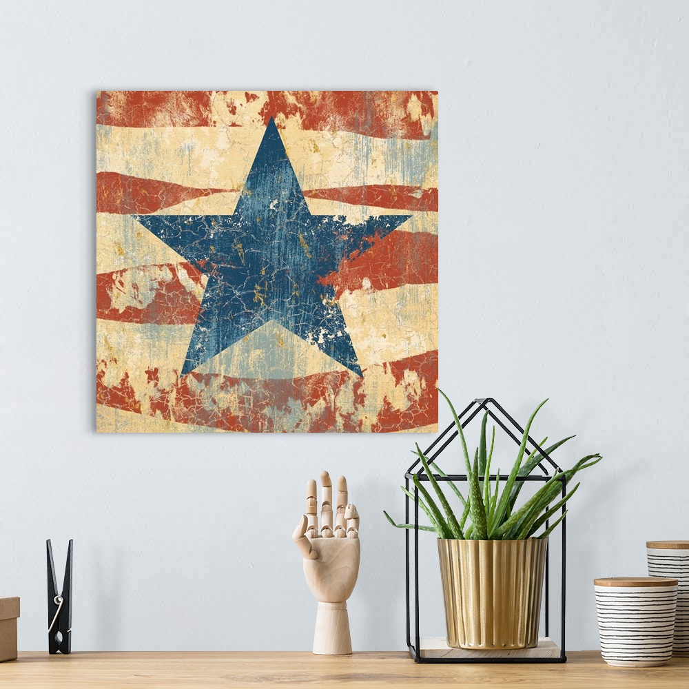 A bohemian room featuring star american flag