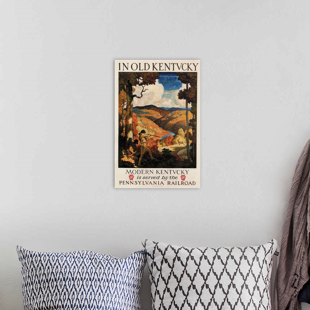 A bohemian room featuring Old Kentucky - Vintage Travel Advertisement