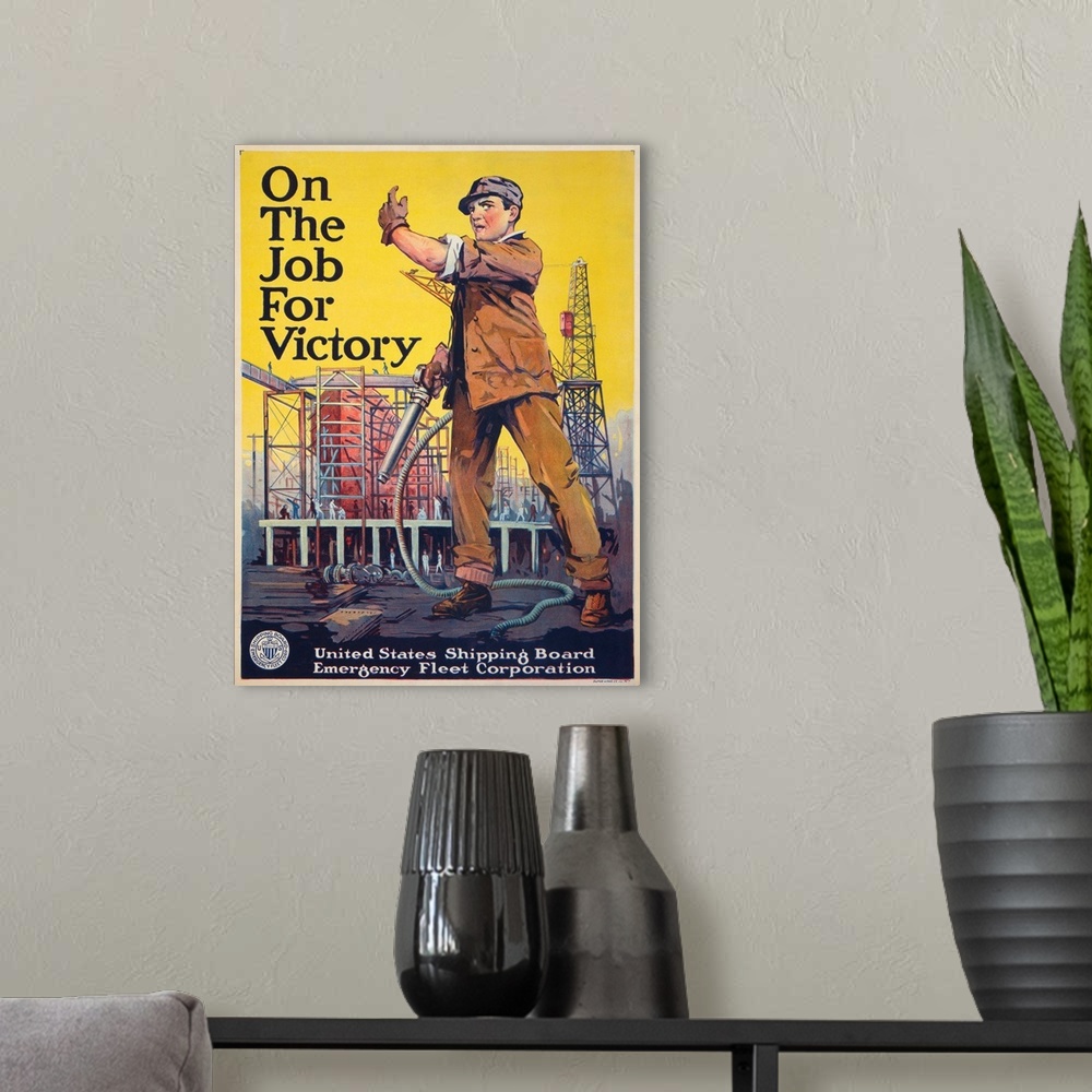 A modern room featuring On the Job for Victory