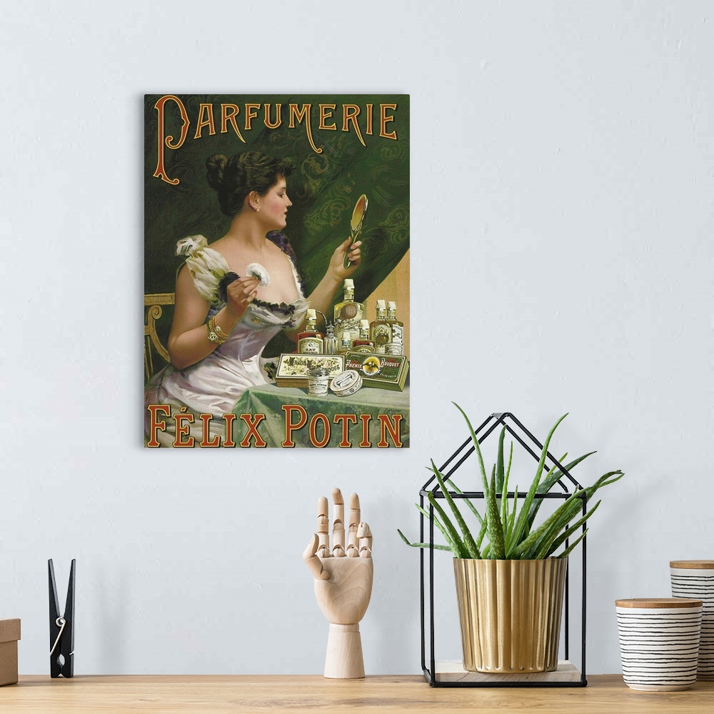 A bohemian room featuring Parfumerie - Vintage Perfume Advertisement