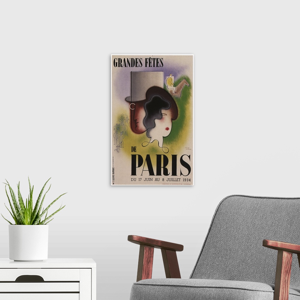 A modern room featuring Parties of Paris - Vintage Entertainment Advertisement