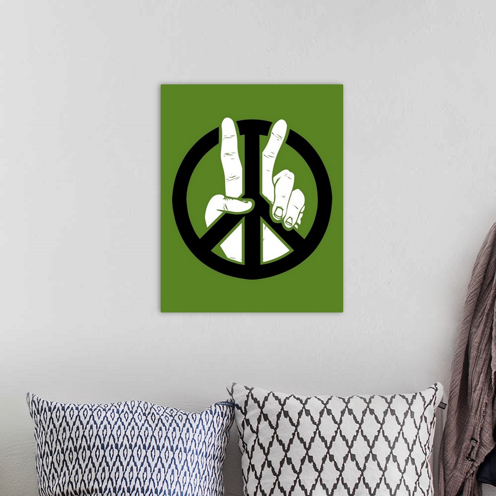 A bohemian room featuring Peace to the 2nd Power, pop art, peace sign.motivational