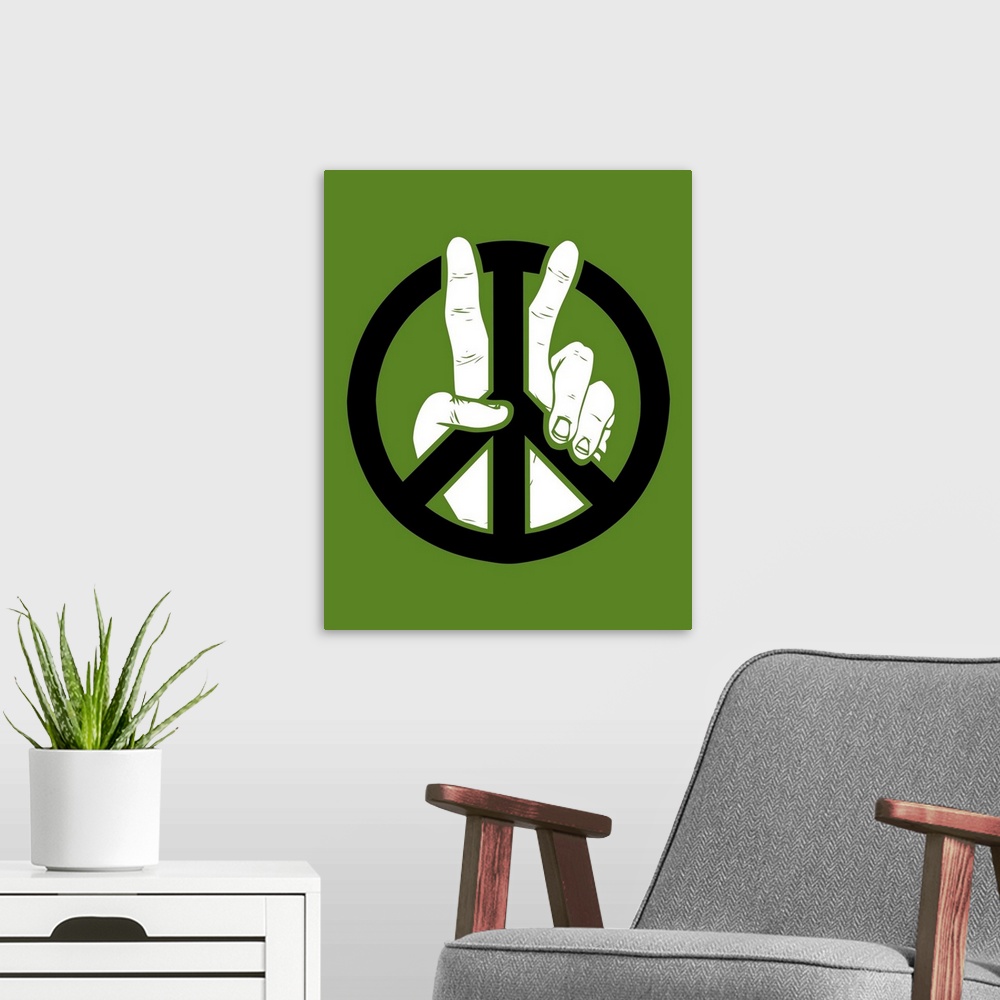 A modern room featuring Peace to the 2nd Power, pop art, peace sign.motivational