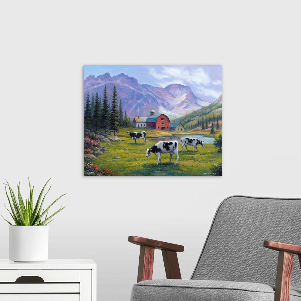 A modern room featuring Peaceful Pasture