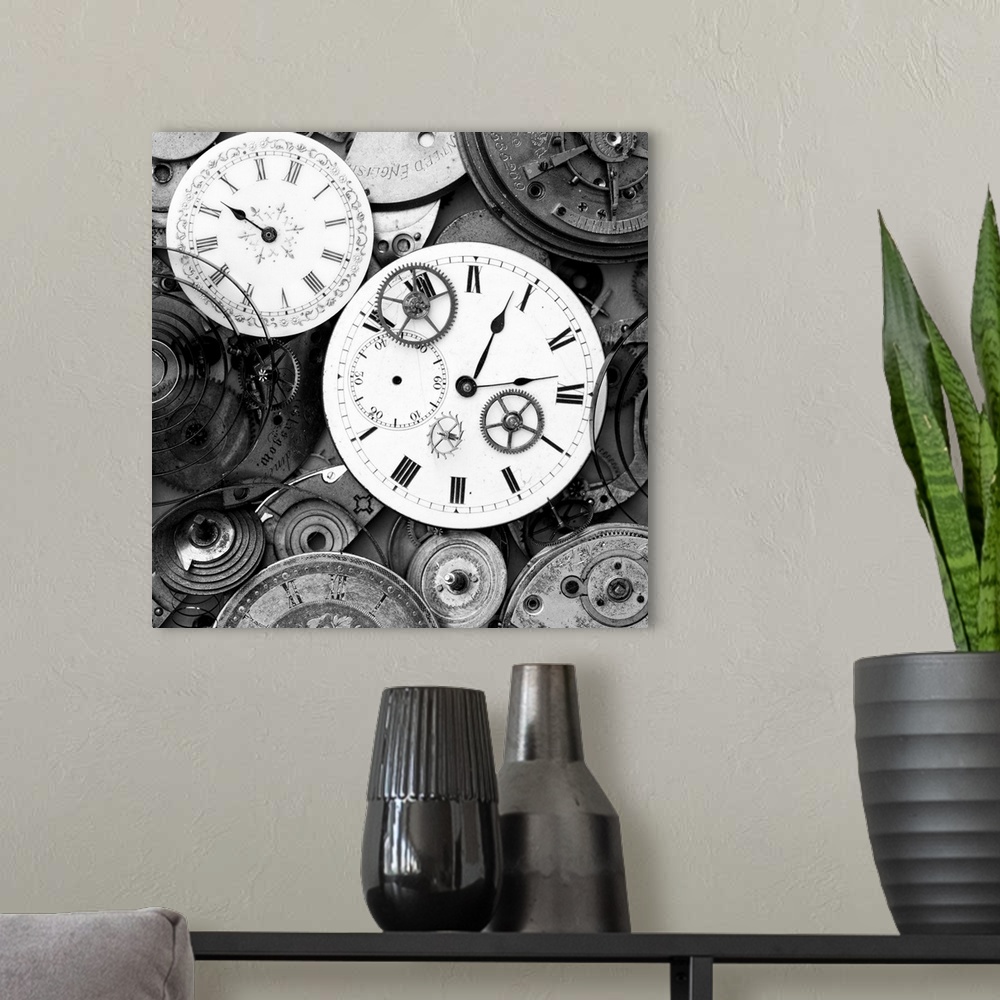 A modern room featuring Pieces of Old Watch BW