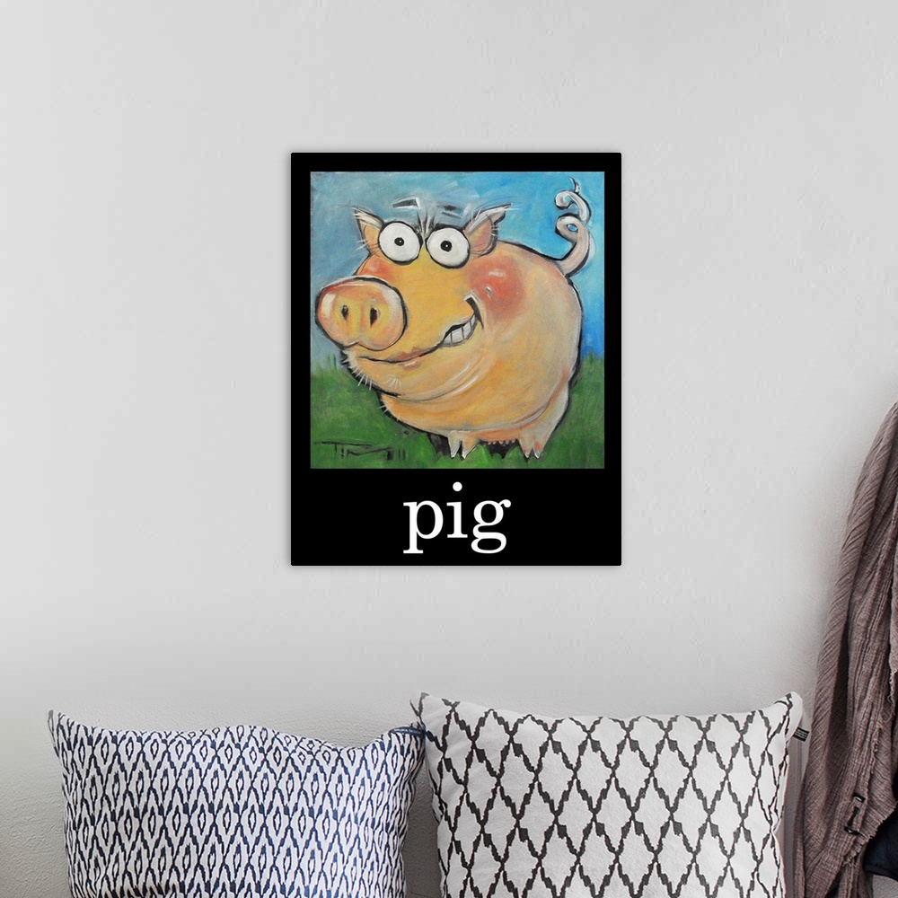 A bohemian room featuring Pig Poster