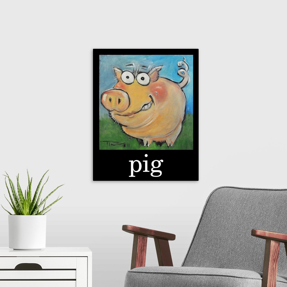 A modern room featuring Pig Poster