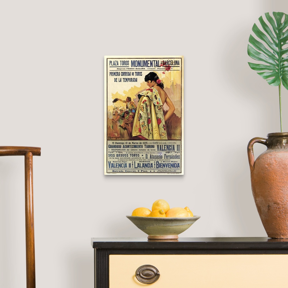 A traditional room featuring Plaza de Toros, Barcelona - Vintage Entertainment Advertisement