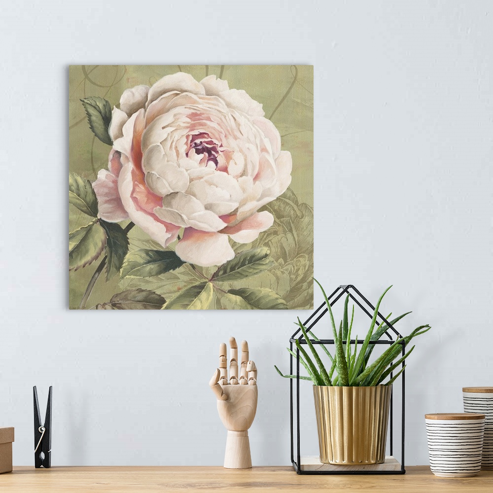 A bohemian room featuring light pink peony
