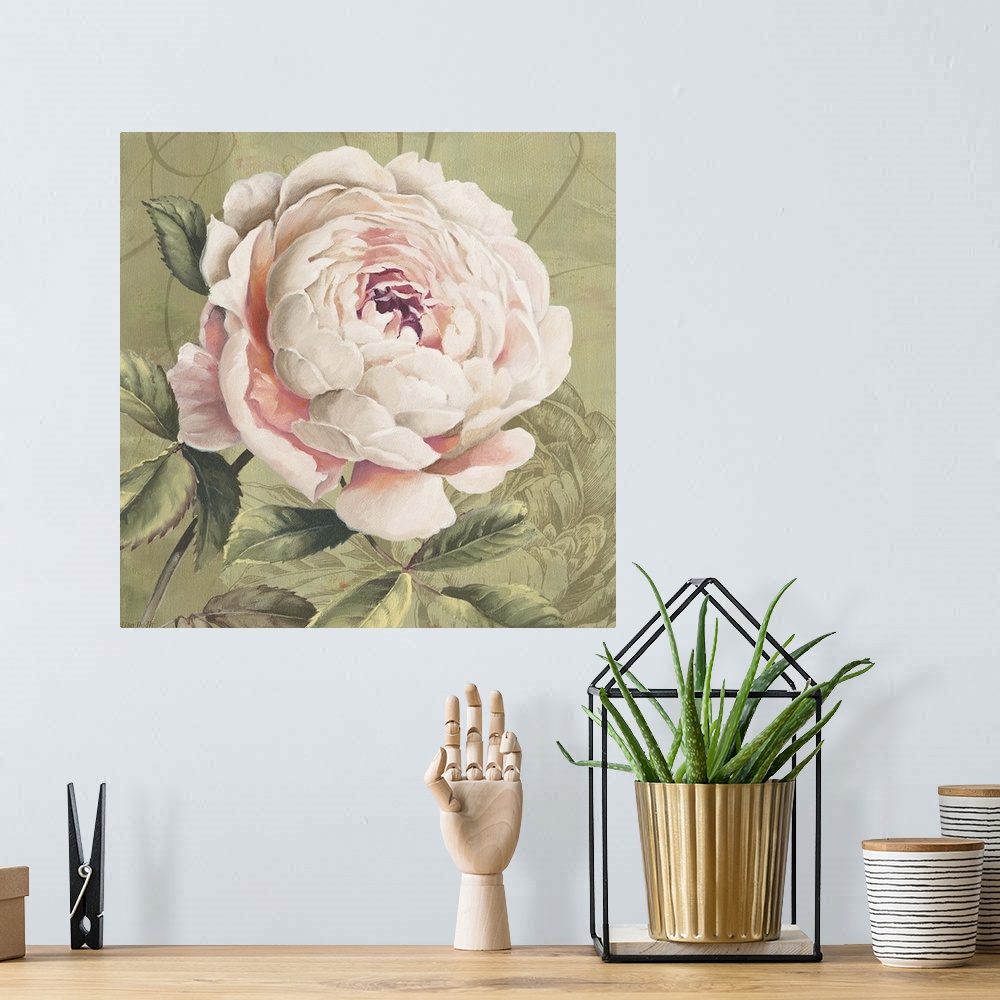 A bohemian room featuring light pink peony