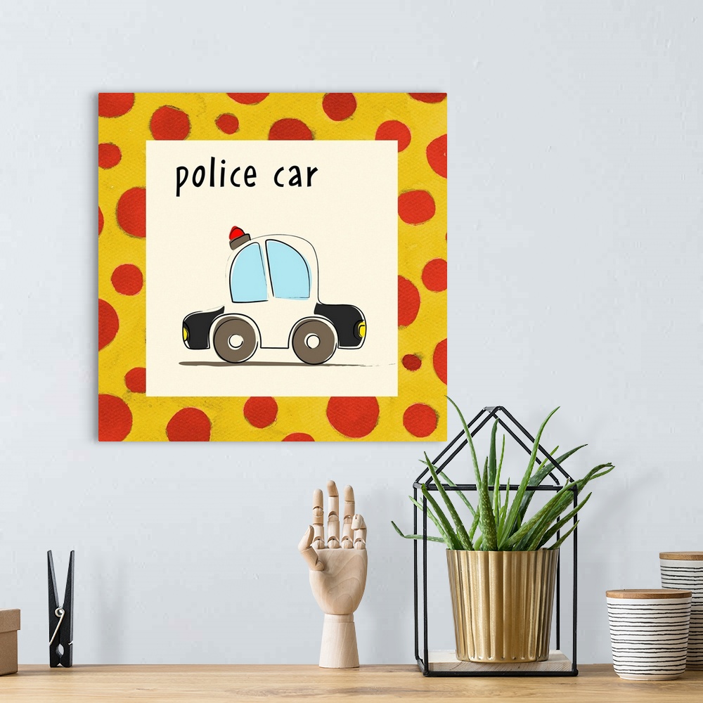 A bohemian room featuring police car