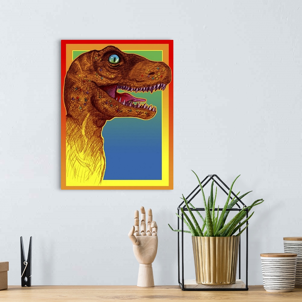 A bohemian room featuring Pop Art Dinosaur III