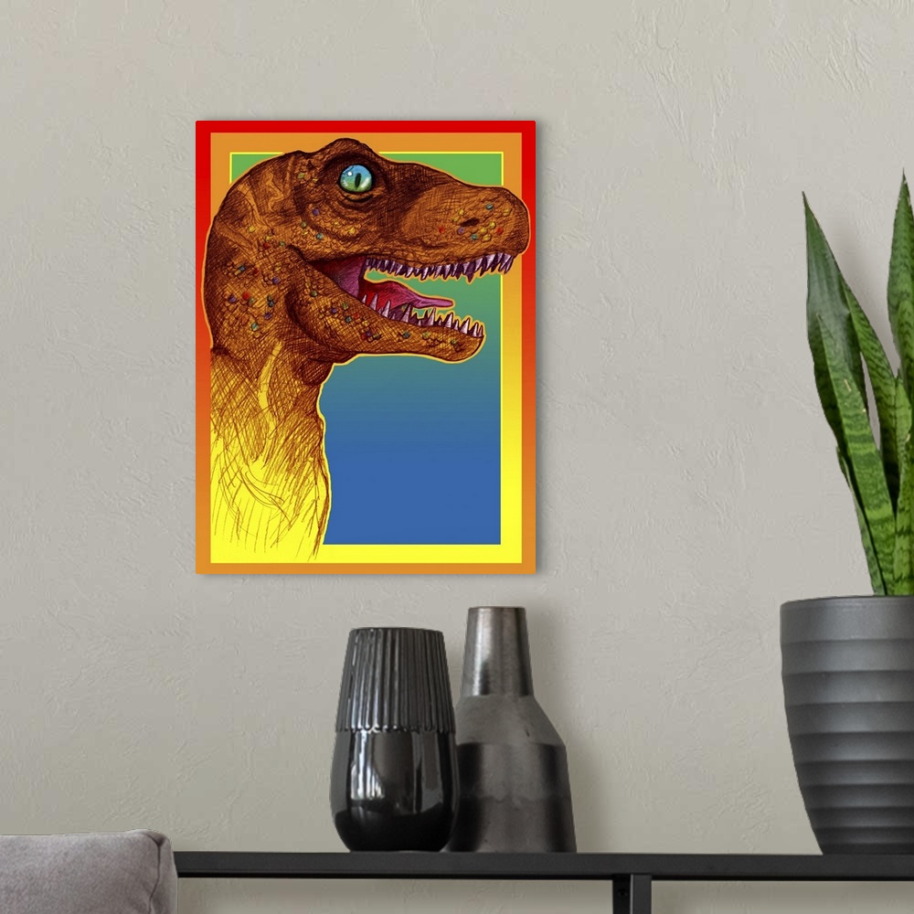A modern room featuring Pop Art Dinosaur III