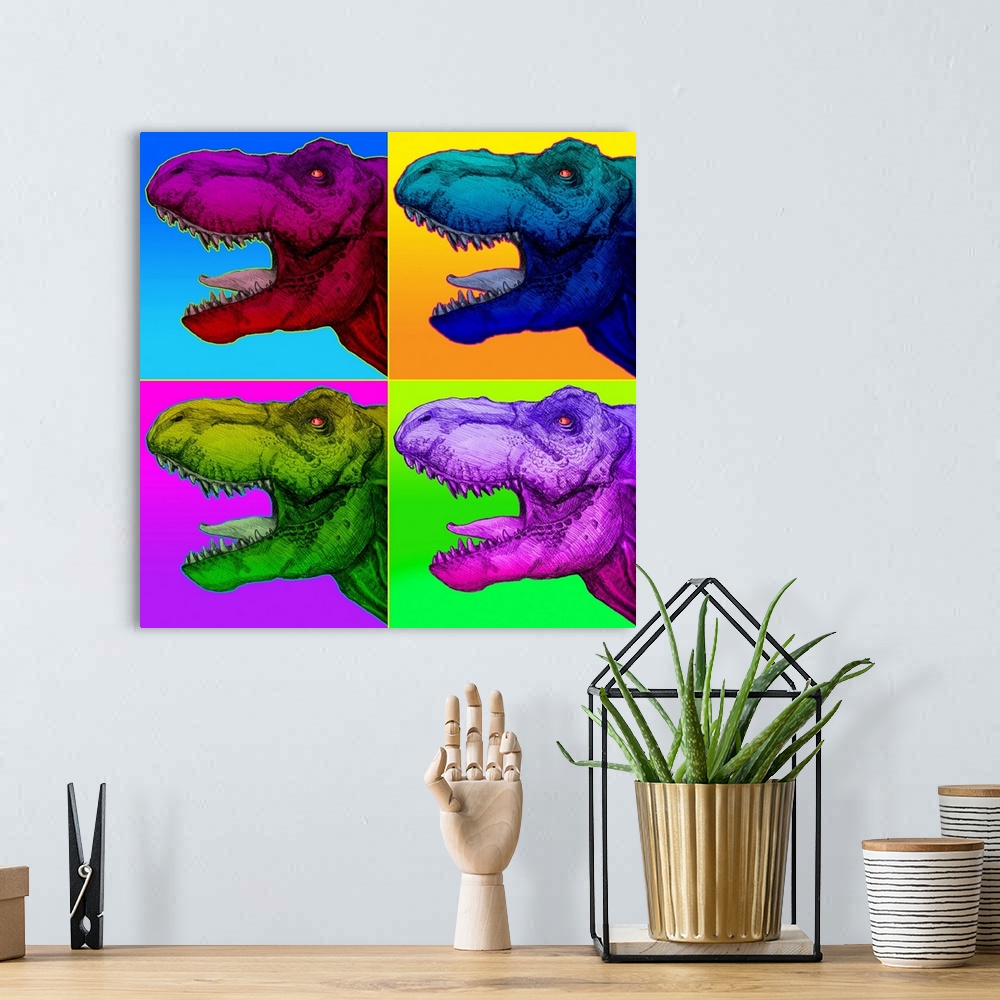 A bohemian room featuring Pop Art Dinosaurs 1