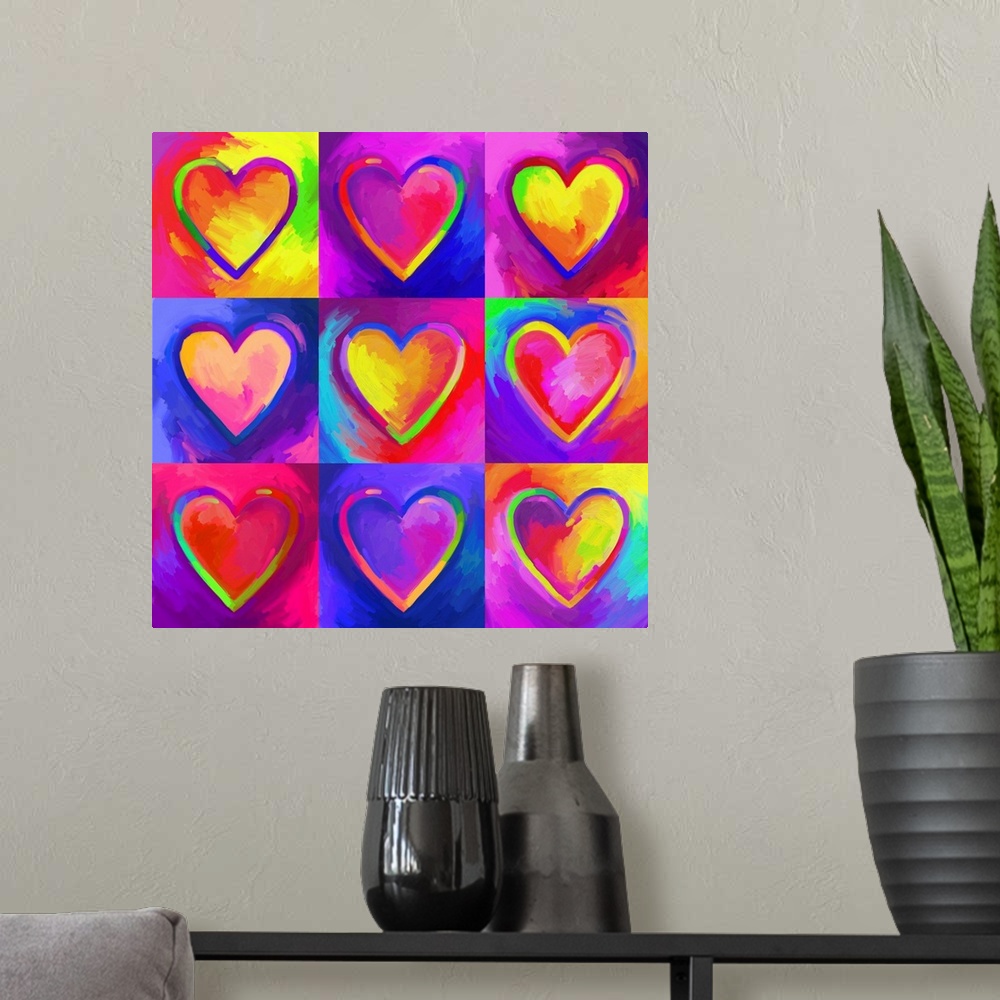 A modern room featuring Pop Art Heart 2