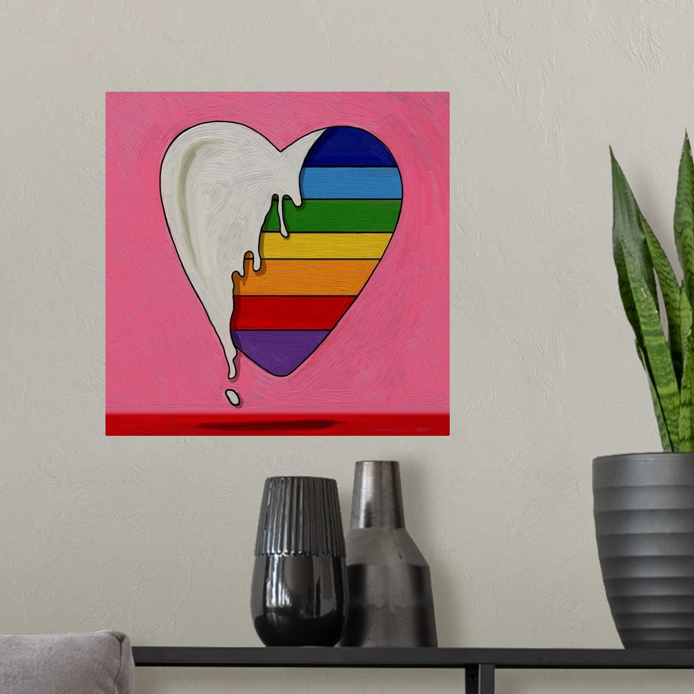A modern room featuring Pop Art Heart Drip