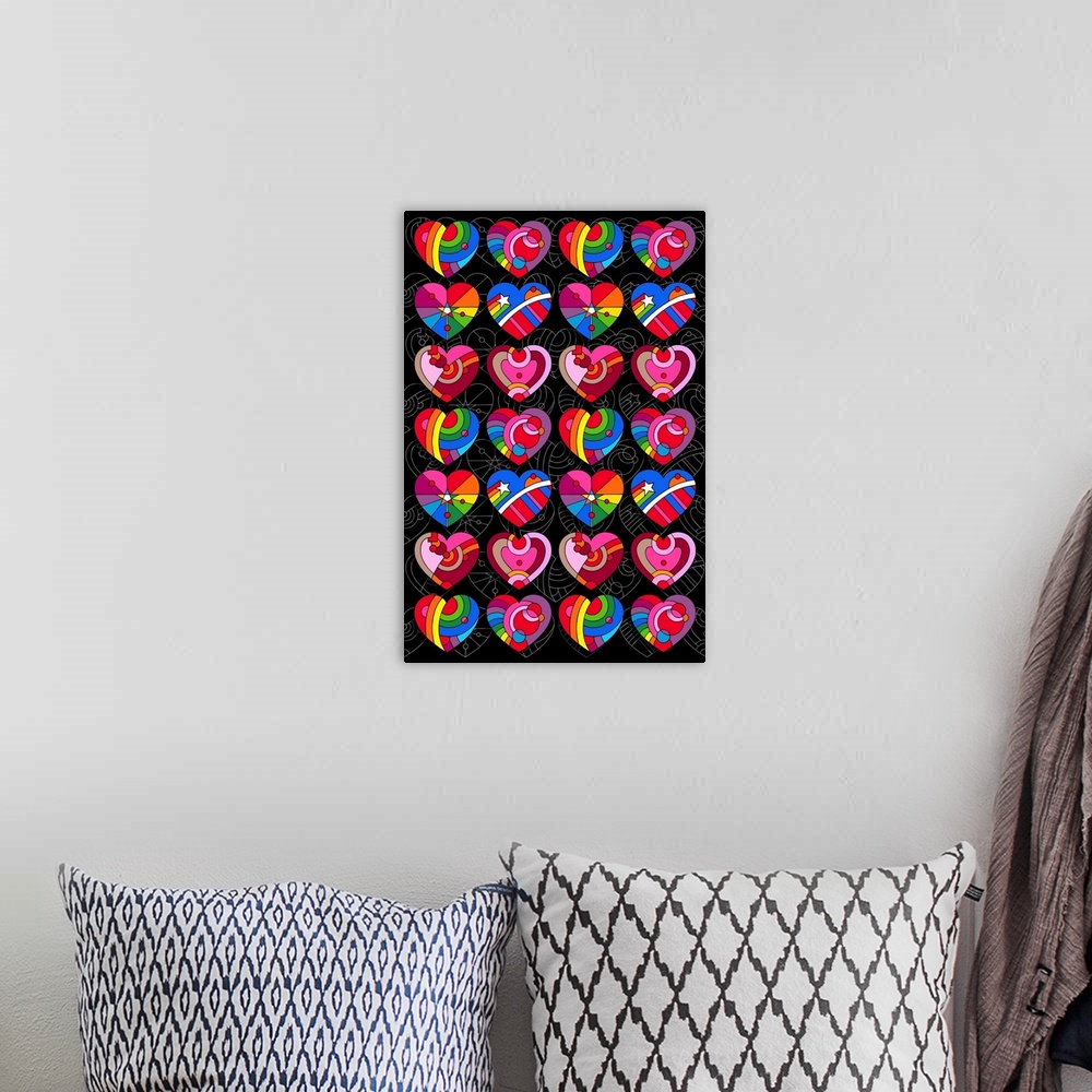 A bohemian room featuring Pop Art Hearts