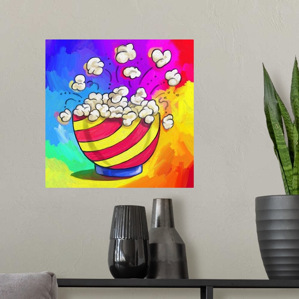 A modern room featuring Pop Art Popcorn Bowl
