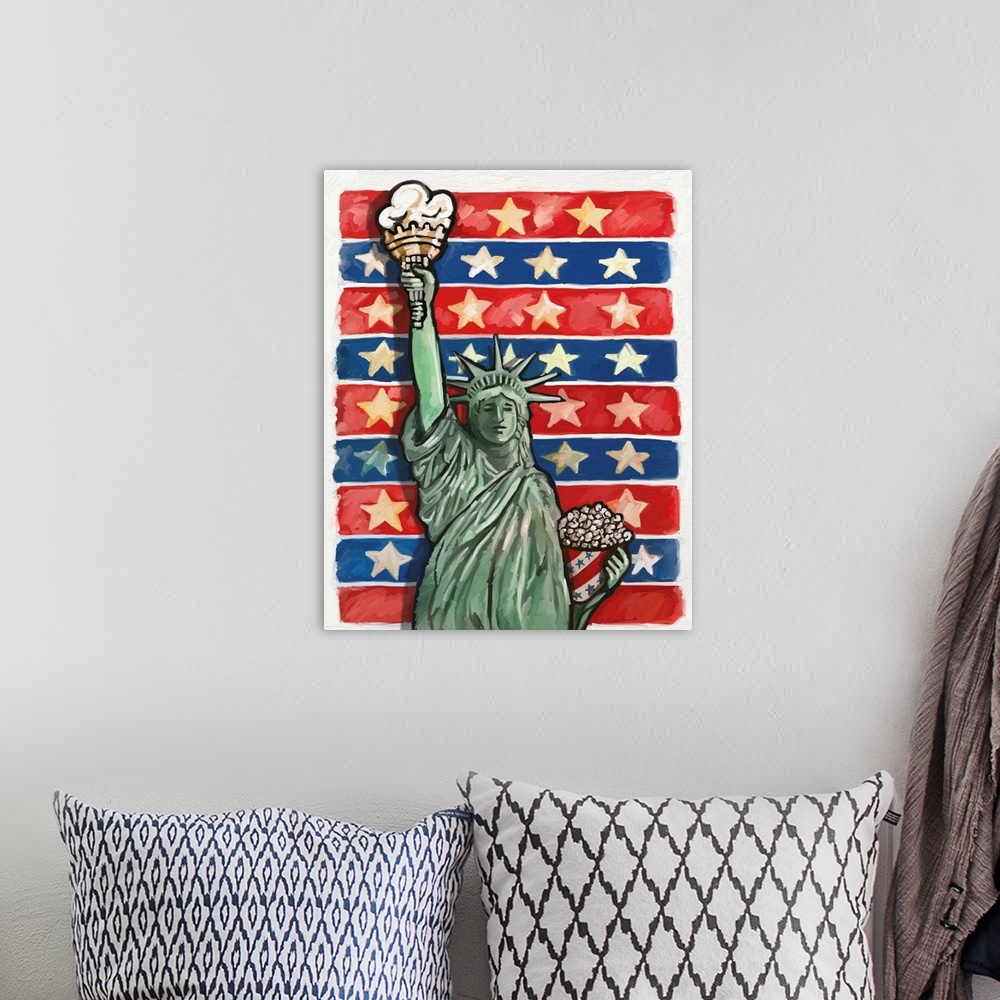 A bohemian room featuring Popcorn Statue Of Liberty