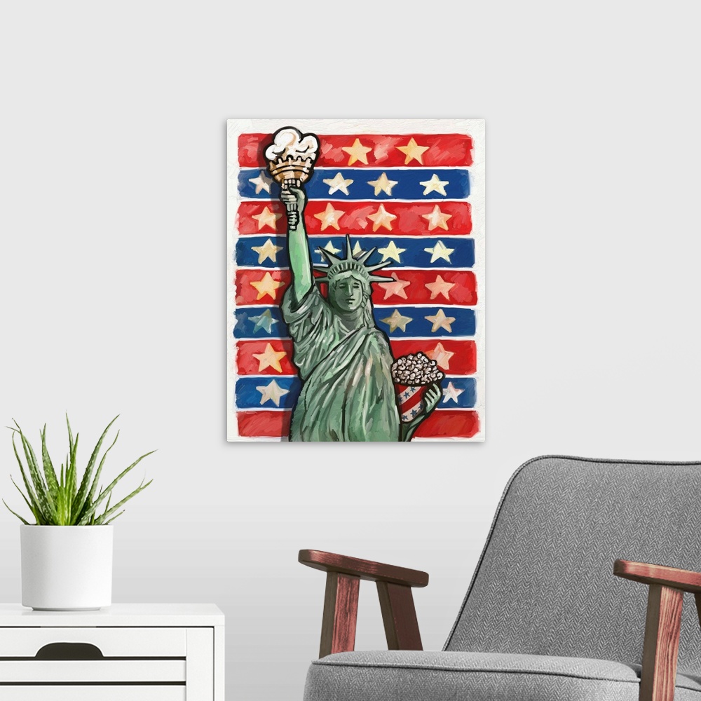 A modern room featuring Popcorn Statue Of Liberty