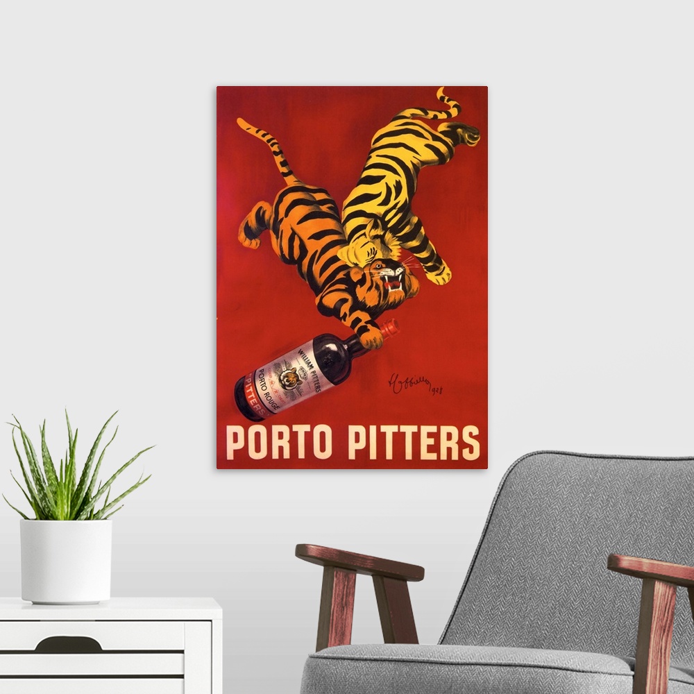 A modern room featuring Porto Pitters - Vintage Liquor Advertisement