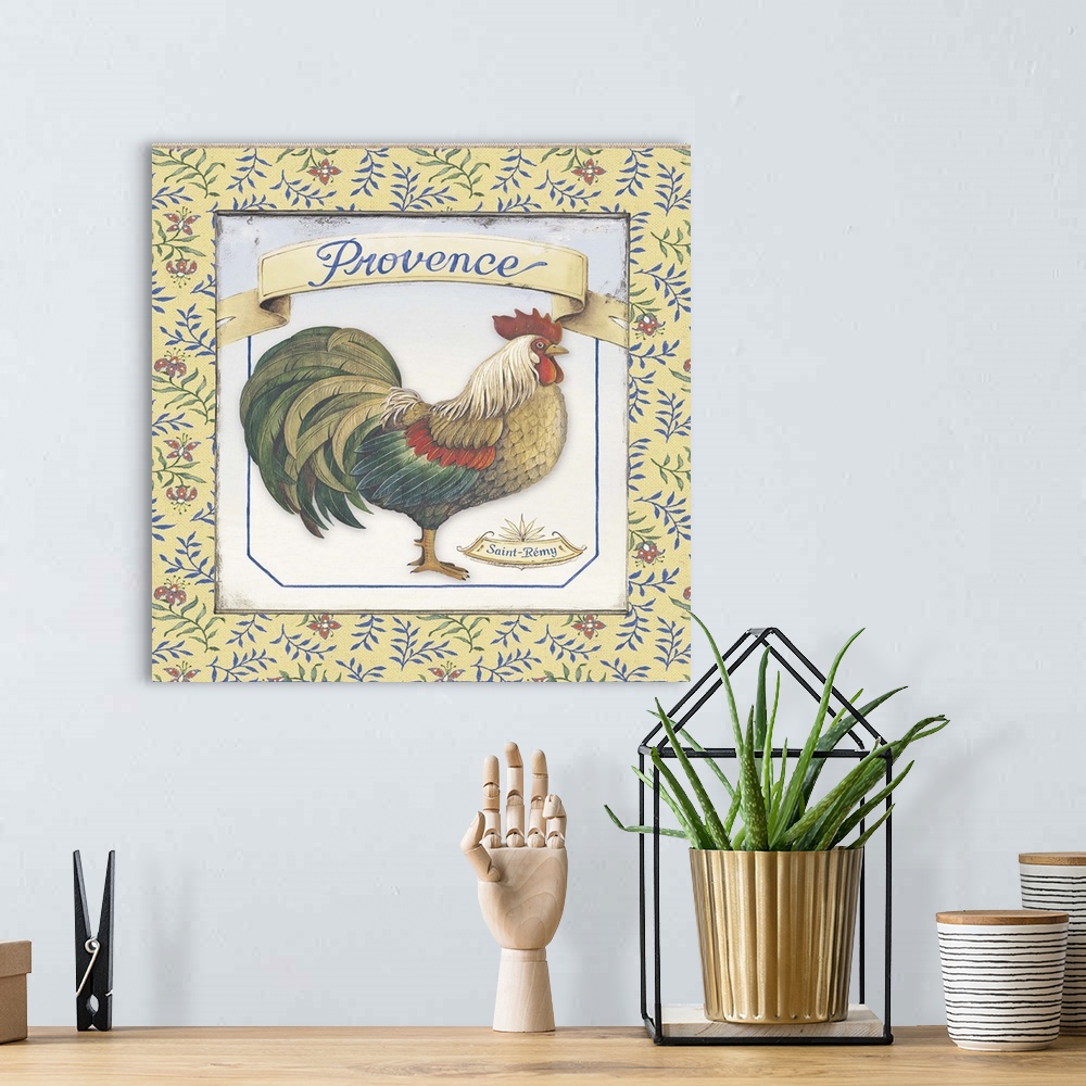 A bohemian room featuring Provence Rooster