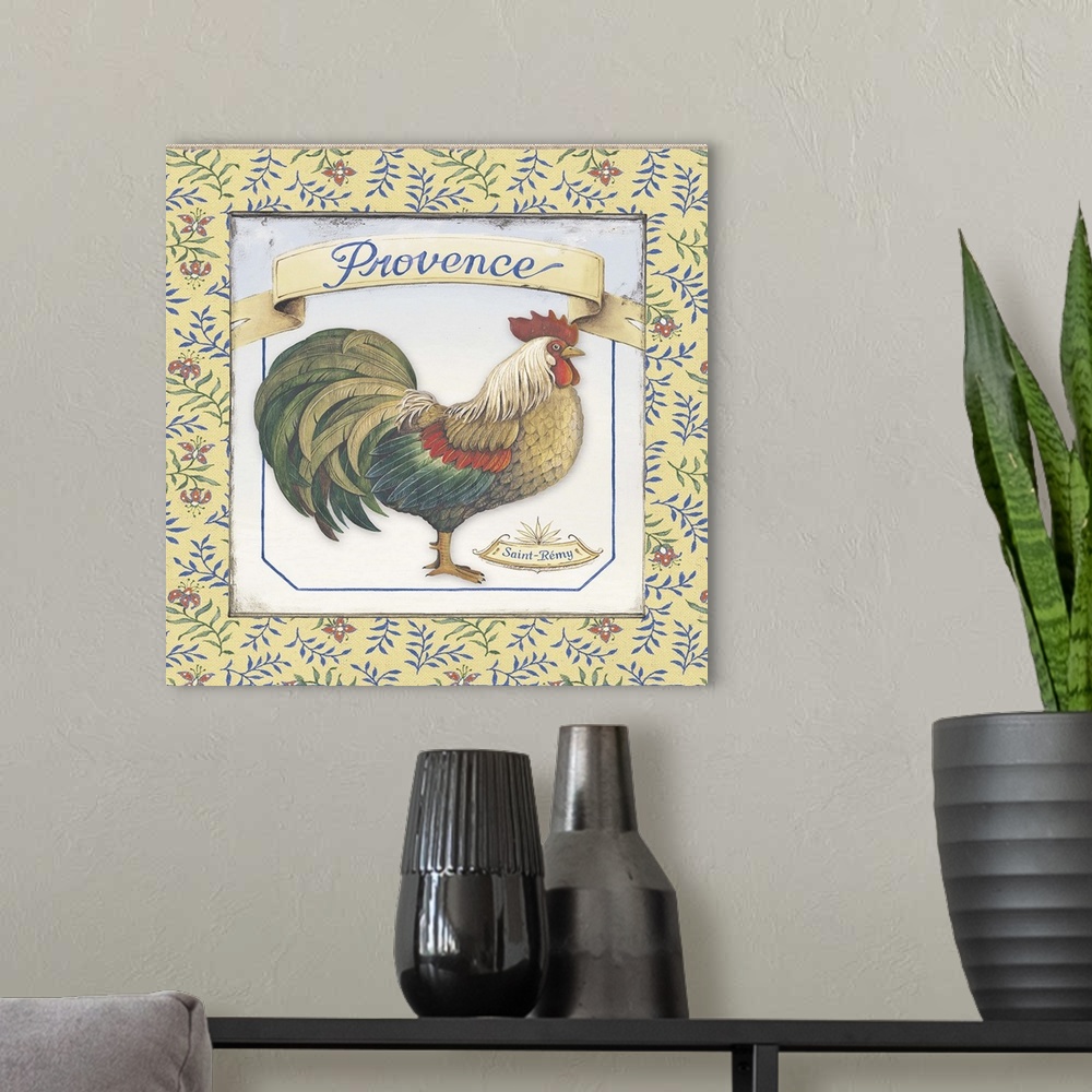 A modern room featuring Provence Rooster