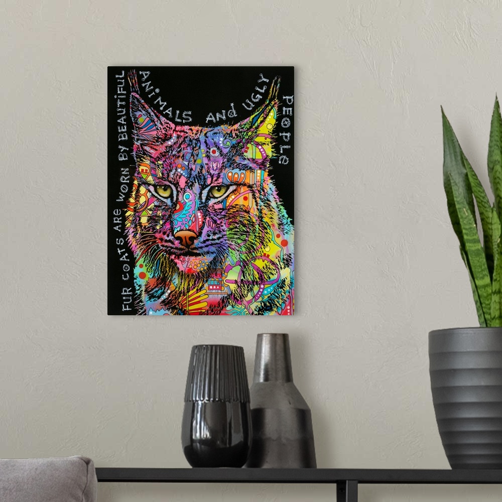 A modern room featuring Psychedelic Bobcat