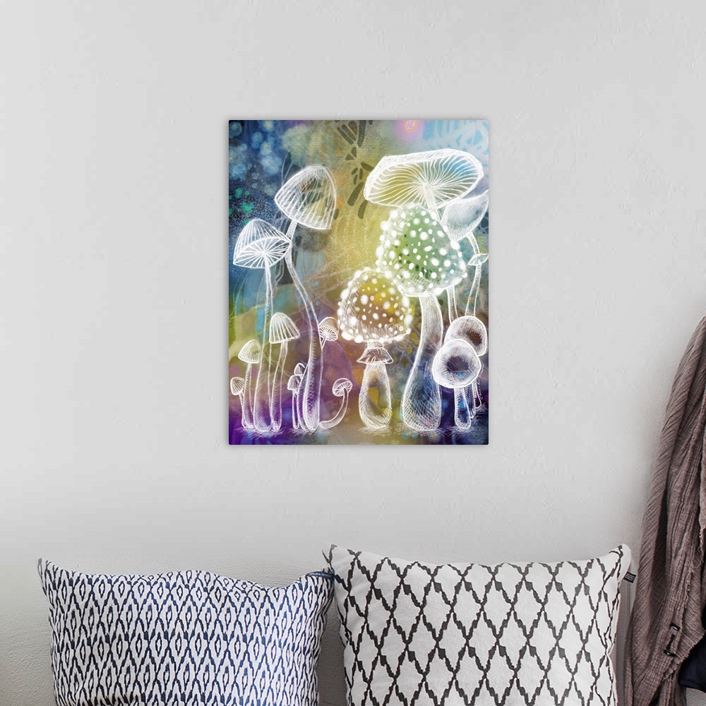 A bohemian room featuring Psychedelic Shroom Sketch