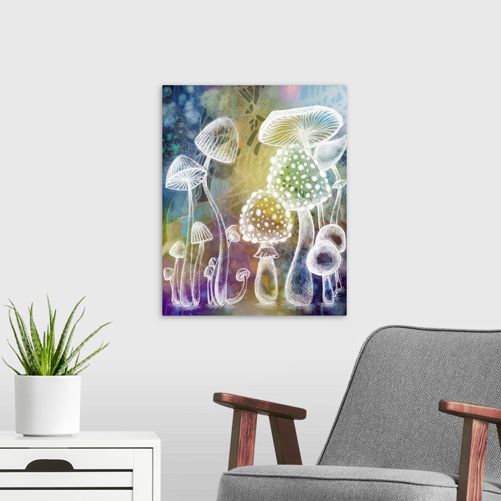 A modern room featuring Psychedelic Shroom Sketch