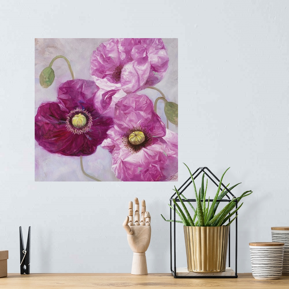 A bohemian room featuring Purple Poppies I