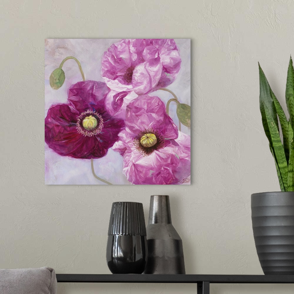 A modern room featuring Purple Poppies I