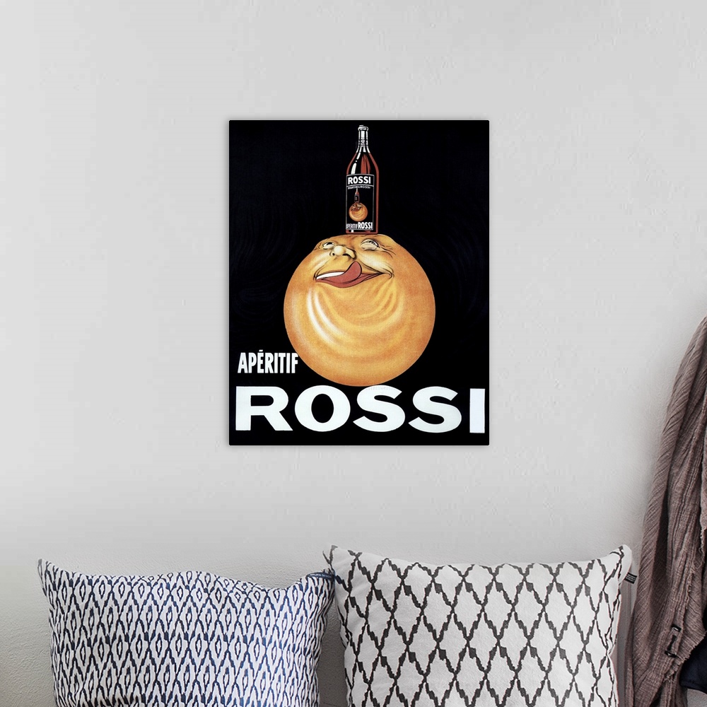 A bohemian room featuring Rossi - Vintage Beverage Advertisement