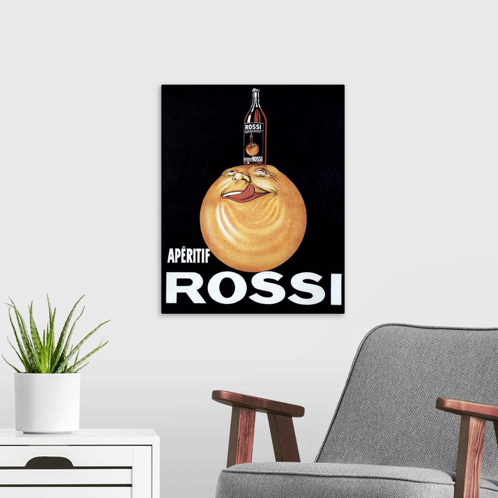 A modern room featuring Rossi - Vintage Beverage Advertisement