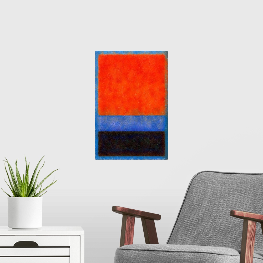 A modern room featuring Rothko Style Red Black And Blue