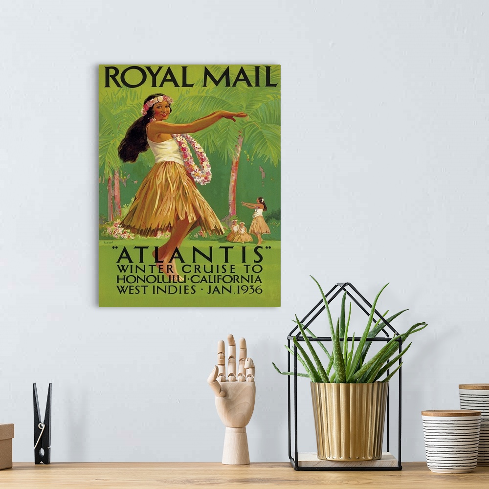 A bohemian room featuring Vintage advertisement for Royal Mail, Atlantis.