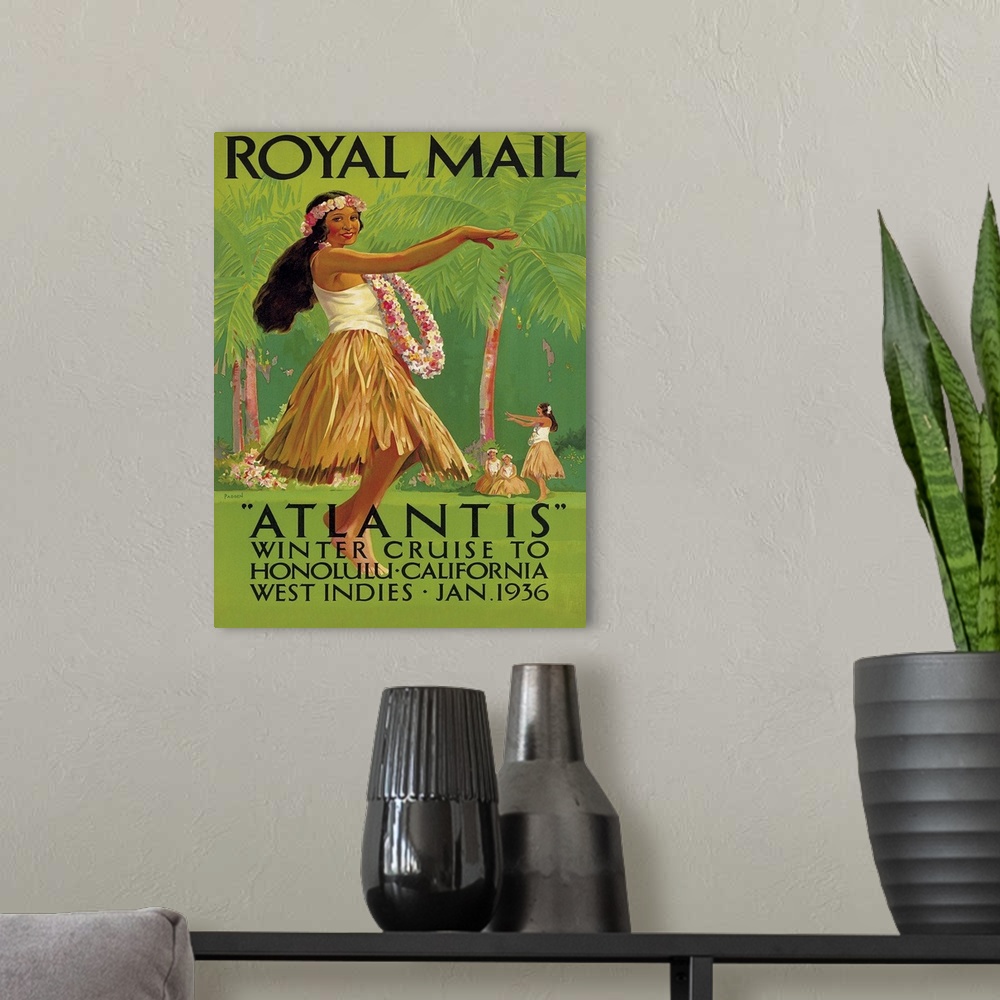 A modern room featuring Vintage advertisement for Royal Mail, Atlantis.
