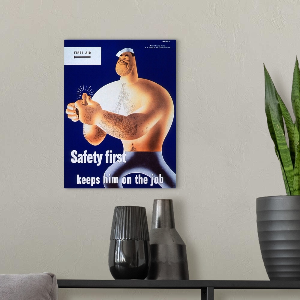 A modern room featuring Safety First Keeps Him on the Job