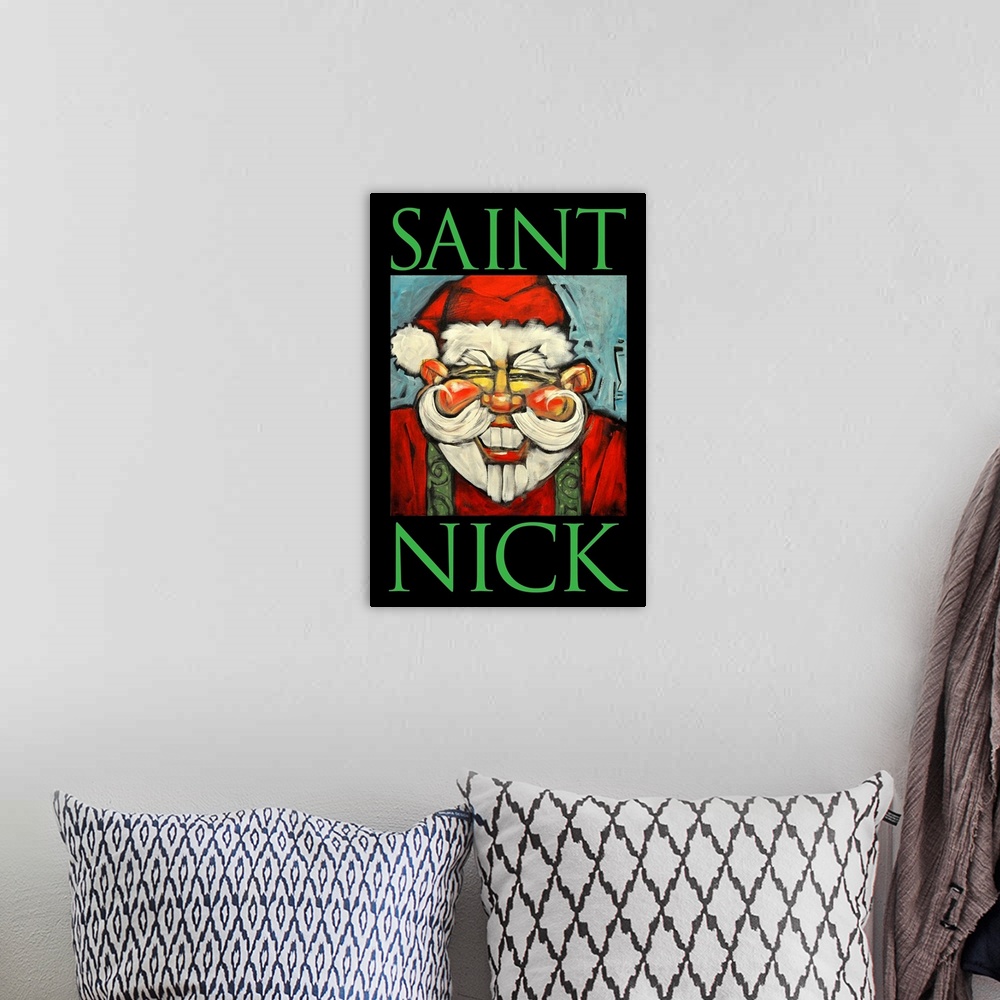 A bohemian room featuring Saint Nick Poster