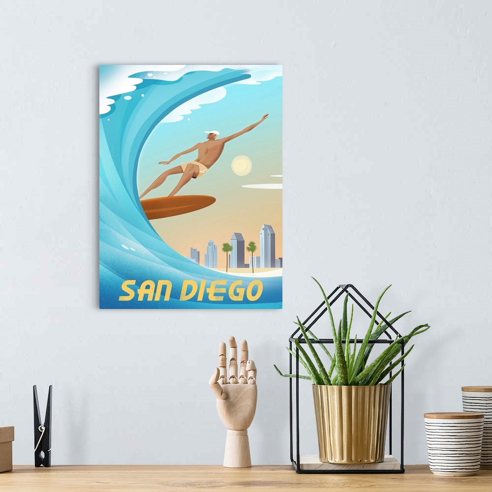 A bohemian room featuring San Diego Surfing
