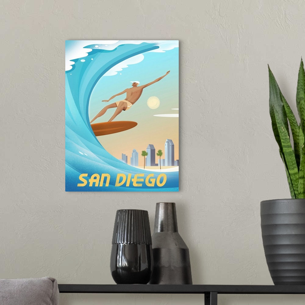 A modern room featuring San Diego Surfing