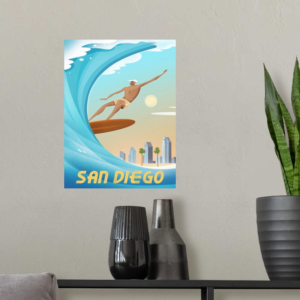 A modern room featuring San Diego Surfing