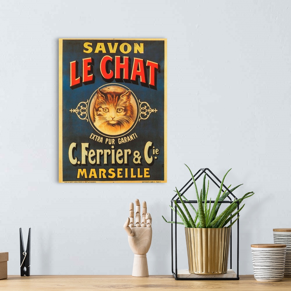 A bohemian room featuring Savon Le Chat - Vintage Soap Advertisement
