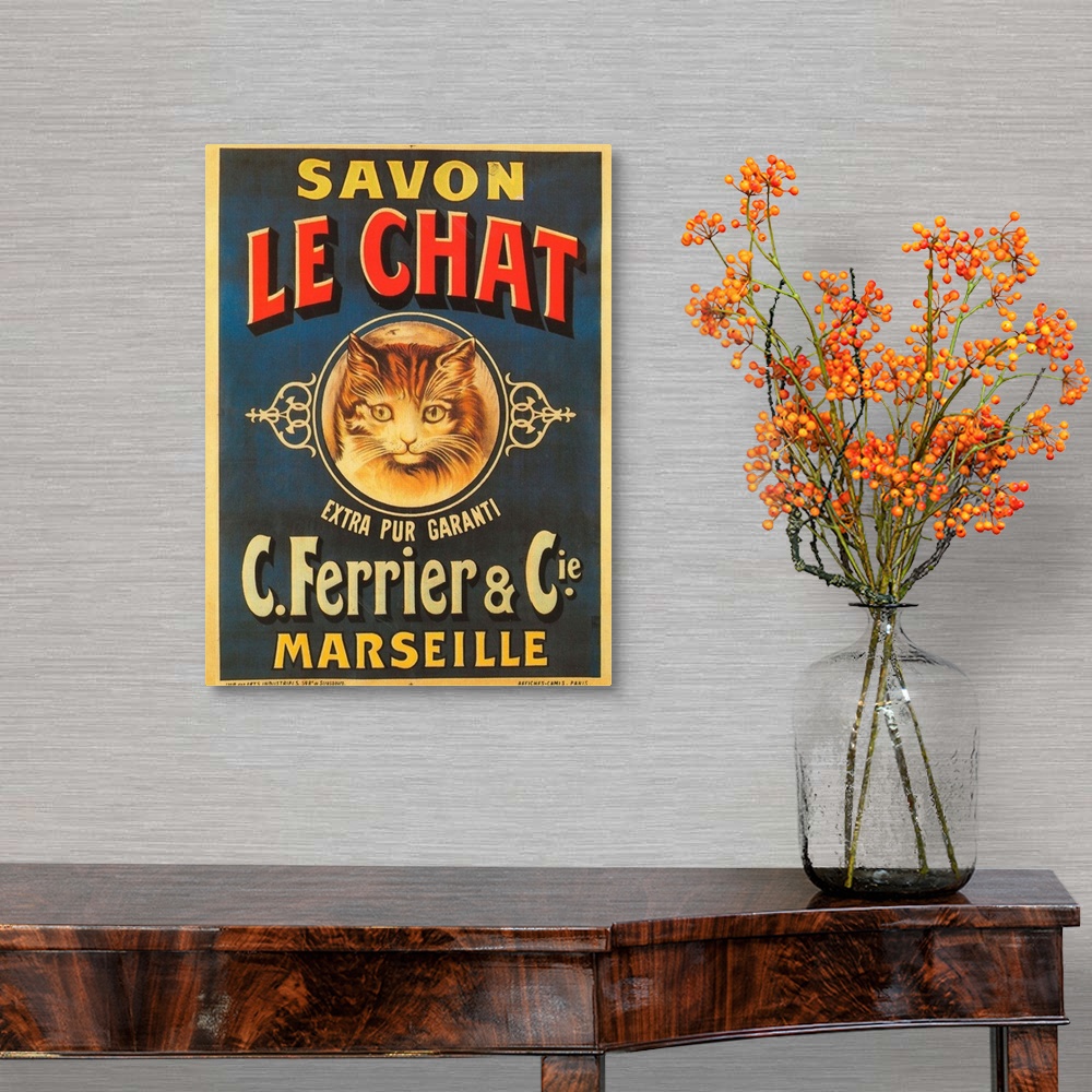 A traditional room featuring Savon Le Chat - Vintage Soap Advertisement
